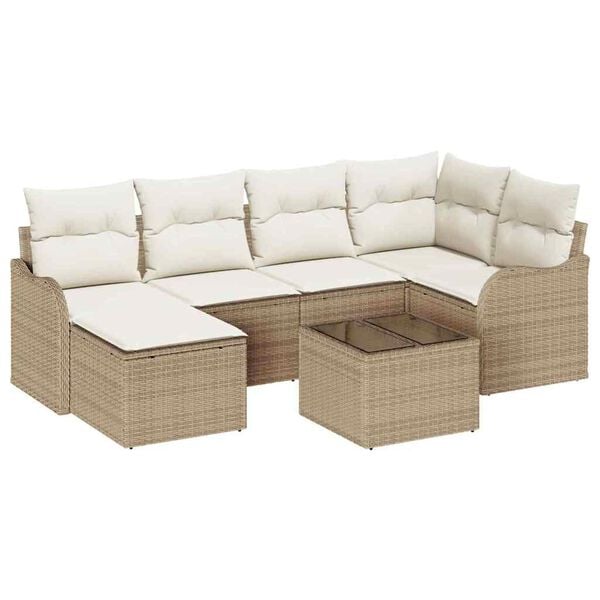 vidaXL Set Divano da Giardino Beige polyrattan