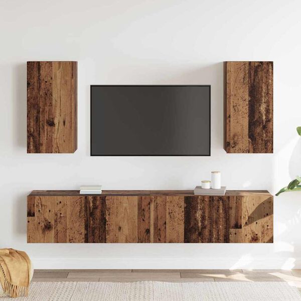 vidaXL Mobile TV da Parete 3 pcs Legno vecchio Legno multistrato