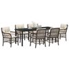 vidaXL Set da Pranzo per Giardino con cuscino 7 pcs Marrone polyrattan
