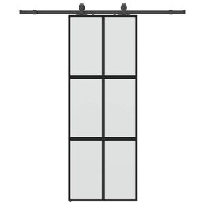 vidaXL Porta Scorrevole Set Ferramenta Nera 76x205 cm Vetro Temperato