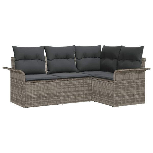 vidaXL Set Divano da Giardino 4 pcs Grigio polyrattan