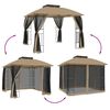 vidaXL Gazebo con Tetto Doppio/Pareti Rete Tortora 2,94x2,94 m Acciaio