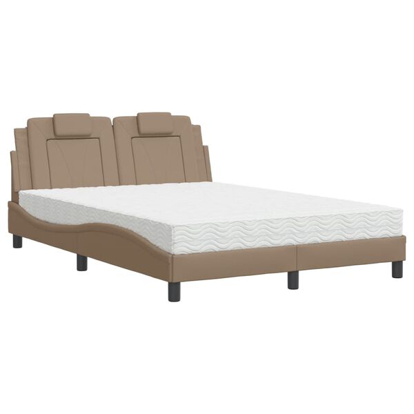 vidaXL Letto Viana con Materasso Cappuccino 140x200cm Similpelle