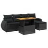 vidaXL Set Divano da Giardino 6 pz con Cuscini Nero in Polyrattan