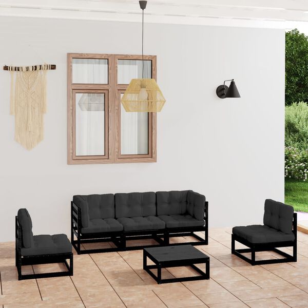 vidaXL Set Divani da Giardino 6 pz con Cuscini Legno Massello di Pino