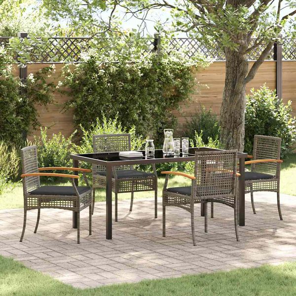 vidaXL Set da Pranzo per Giardino 5 pcs Grigio polyrattan