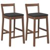 vidaXL Sgabelli da Bar con Cuscini 2pz Marrone Legno Massello di Hevea