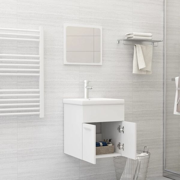 vidaXL Set Mobili da Bagno 2 pz Bianco in Legno Multistrato