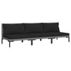 vidaXL Divani da Giardino 3pz con Cuscini in Polyrattan Mezzo Tondo
