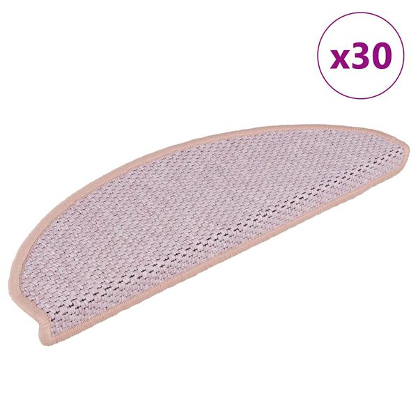 vidaXL Tappeti Autoadesivi Scale Aspetto Sisal 30 pz 65x21x4 cm Rosa
