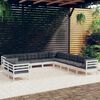 vidaXL Set Divani da Giardino 11 pz con Cuscini Bianchi Legno di Pino