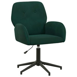 vidaXL Sedia da scrivania girevole 54 x 55 x 90 cm Verde Scuro Velluto