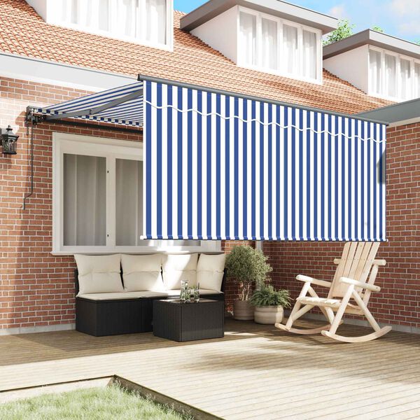 vidaXL Tenda Retrattile Blu e Bianco 350 x 250 cm
