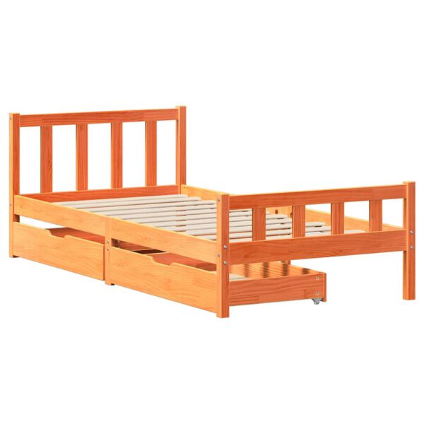 vidaXL Letto senza Materasso Marrone Cera 75x190 cm in Legno di Pino