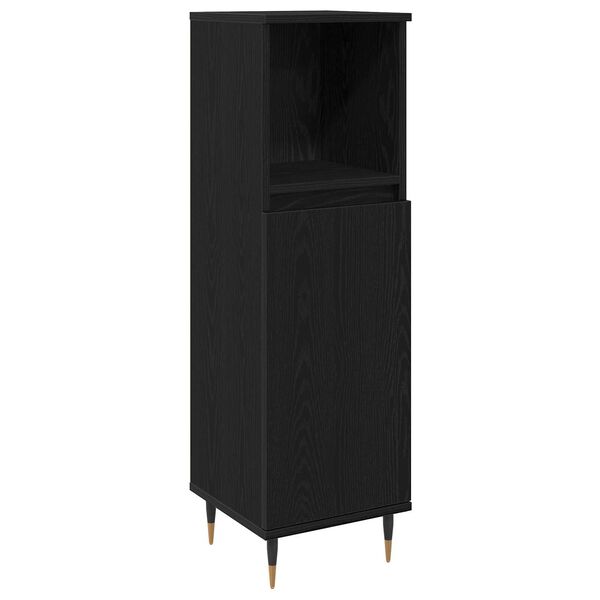 vidaXL Set di mobili per il bagno 3 pcs Rovere Nero Legno multistrato