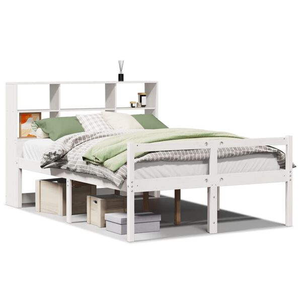 vidaXL Letto Libreria senza Materasso Bianco 120x190 cm Legno di Pino