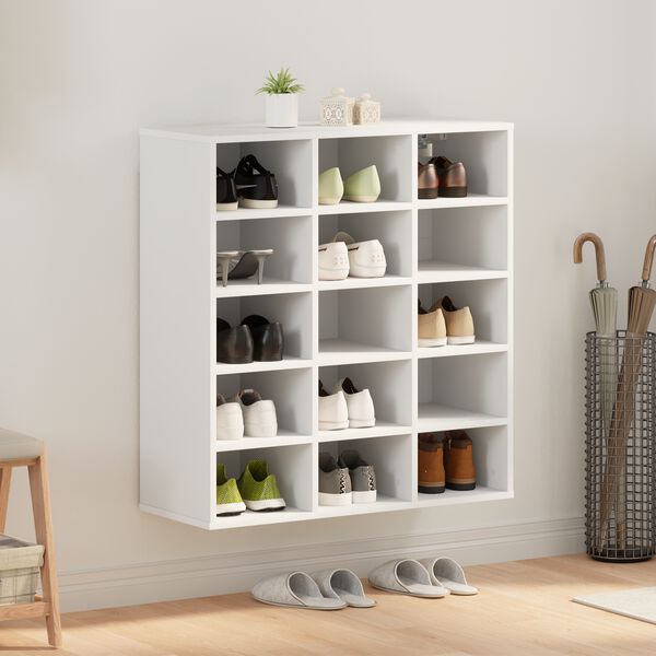 vidaXL Mobile per scarpe Bianco 77,5 x 30 x 83,5 cm Legno multistrato
