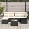 vidaXL Set Divano da Giardino con archiviazione 7 pcs Nero polyrattan