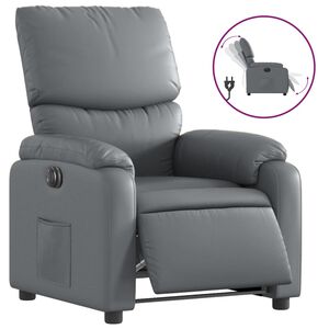vidaXL Poltrona Reclinabile Elettrica Grigia in Similpelle