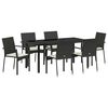 vidaXL Set da Pranzo per Giardino con cuscino 7 pcs Nero polyrattan