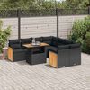 vidaXL Set Divani da Giardino 9 pz con Cuscini Nero Polyrattan Acacia