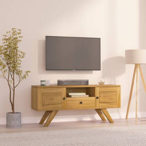 vidaXL Mobile Porta TV 110x30x50 cm in Legno Massello di Teak