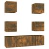 vidaXL Set di Mobili Porta TV 6 pz Rovere Fumo in Legno Multistrato