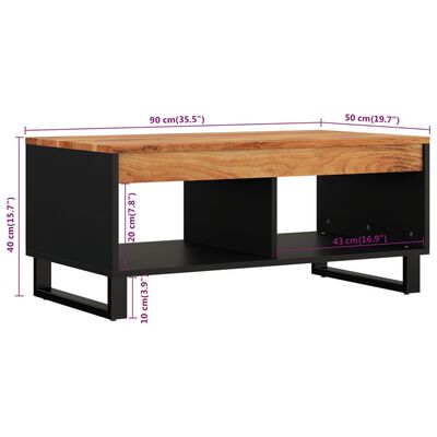 vidaXL Tavolino da Salotto 90x50x40 cm in Legno Massello di Acacia