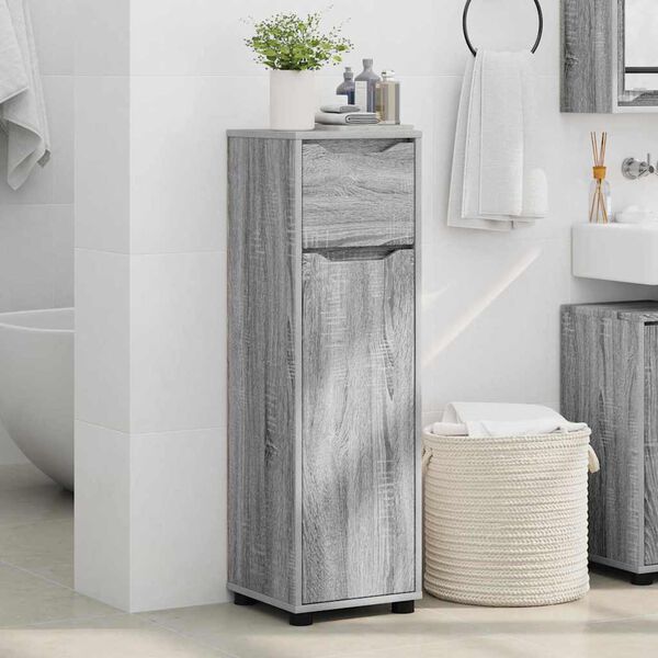 vidaXL Mobile da Bagno con cassetto Grigio Sonoma 30,5 x 30 x 101 cm