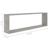 vidaXL Mensole Parete Cubo 4pz Grigio Cemento 100x15x30 cm Multistrato