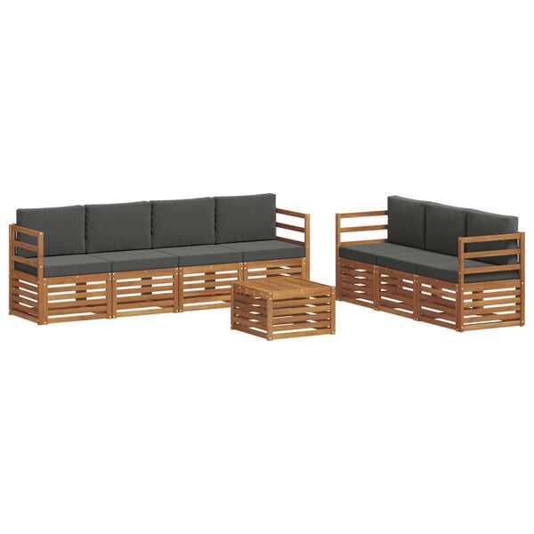 vidaXL Set divani 8 pcs Naturale e Antracite Legno di Acacia Massello