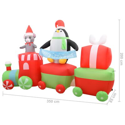 vidaXL Pinguino e Topo Gonfiabili sul Treno di Natale LED IP44 350 cm