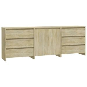 vidaXL Credenze 3 pz Rovere Sonoma in Legno Multistrato