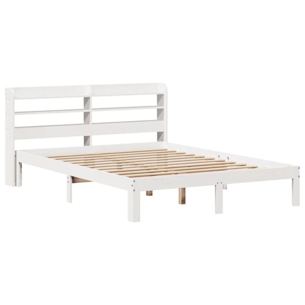 vidaXL Giroletto con Testiera Bianco 135x190 cm Legno Massello di Pino