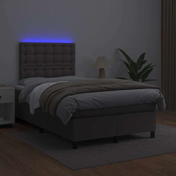 vidaXL Giroletto Molle con Materasso e LED Grigio 120x190cm Similpelle