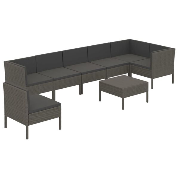 vidaXL Set Divani da Giardino 8 pz con Cuscini in Polyrattan Grigio