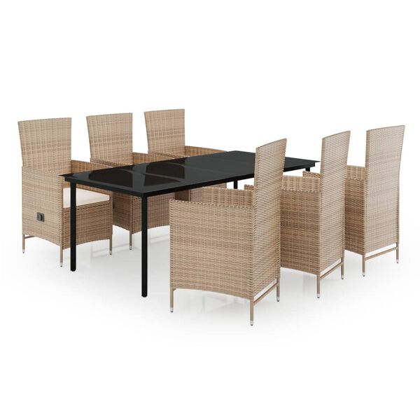 vidaXL Set da Pranzo da Giardino 7 pz con Cuscini Beige