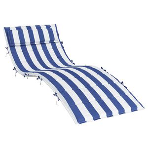 vidaXL Cuscino per Lettino Righe Bianche e Blu 180x60x4 Tessuto Oxford