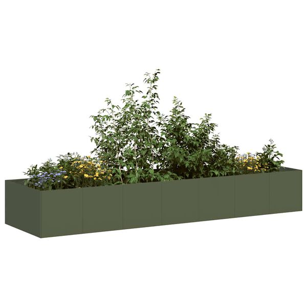 vidaXL Fioriera Verde Oliva 280x80x40 cm in Acciaio
