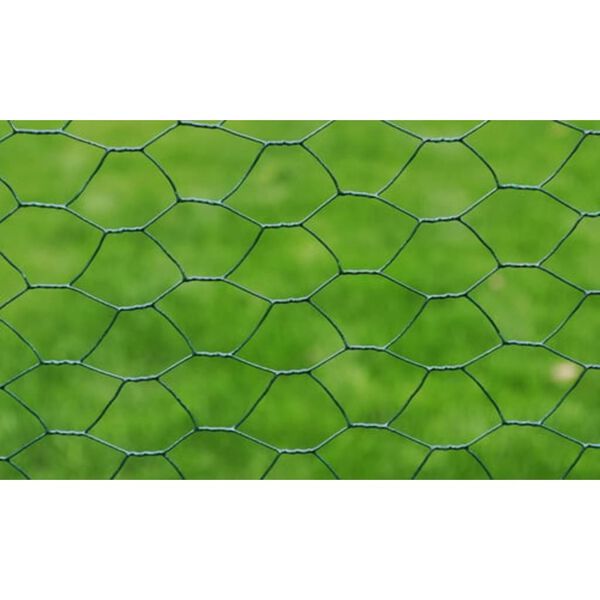 vidaXL Recinzione in Rete per Pollaio Rivestita in PVC 25x1 m Verde
