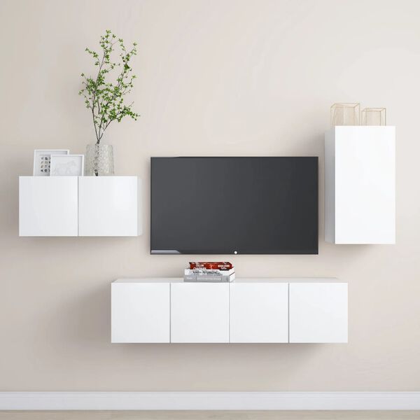 vidaXL Set di Mobili Porta TV 4 pz Bianco in Legno Multistrato