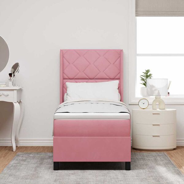 vidaXL Letto a molle con materasso Rosa 80 x 200 cm Velluto