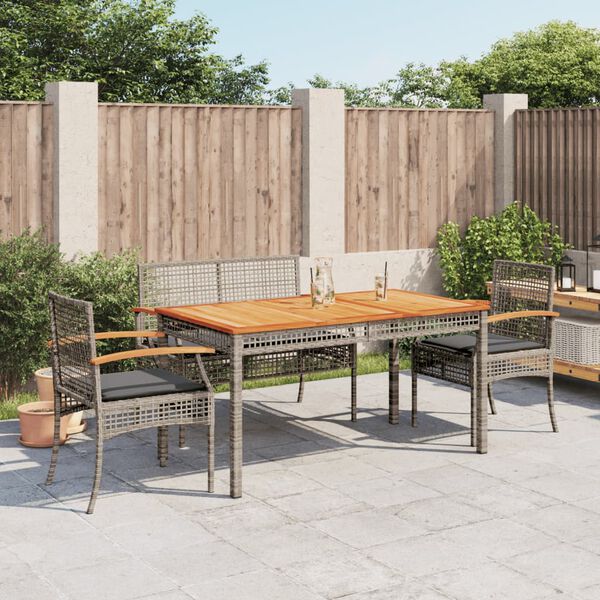vidaXL Set da Pranzo da Giardino 4 pz con Cuscini in Polyrattan Grigio
