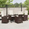 vidaXL Set da Pranzo per Giardino con cuscino 5 pcs Marrone polyrattan