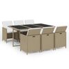 vidaXL Set da Pranzo da Giardino 7 pz con Cuscini in Polyrattan Beige
