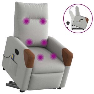 vidaXL Poltrona Alzapersona Massaggi Reclinabile Grigio Nuvola Tessuto