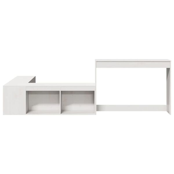 vidaXL Comodino con Scrivania Bianco 232x112x75 cm in Legno di Pino