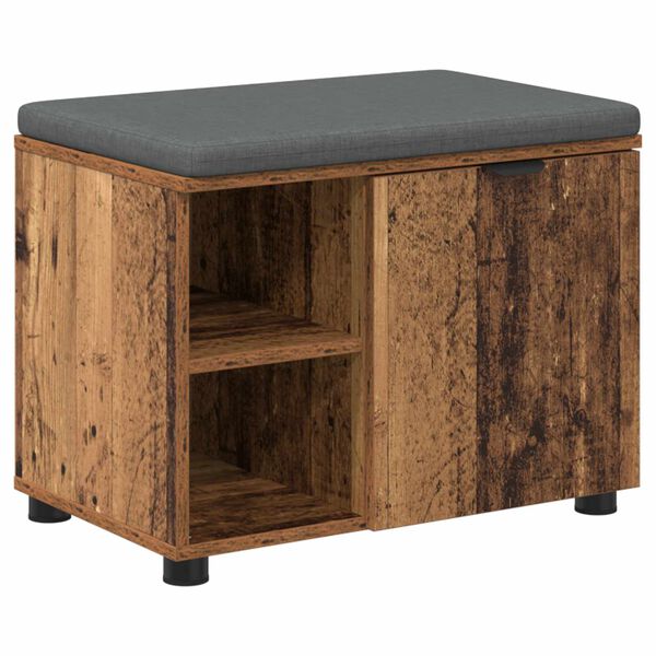 vidaXL Panca per ingresso con cuscino Legno vecchio 60 x 38 x 46 cm