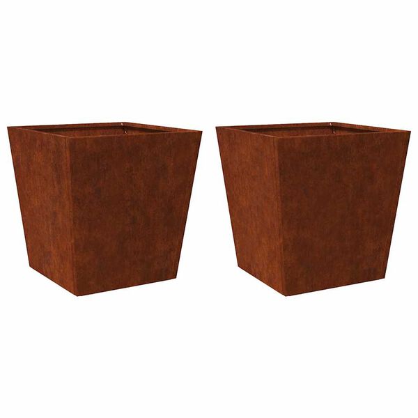 vidaXL Fioriere da Giardino 2 pz 50x50x50 cm in Acciaio Corten
