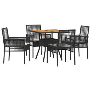 vidaXL Set da Pranzo per Giardino 5 pcs Nero polyrattan